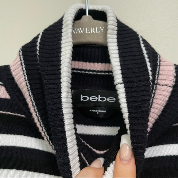 BEBE Striped Mini Turtle Neck Dress - Picture 5 of 6
